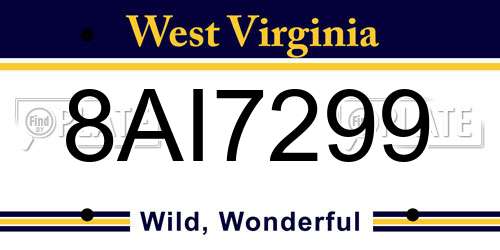 8AI7299 West Virginia License Plate