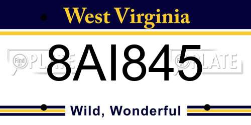 8AI845 West Virginia License Plate