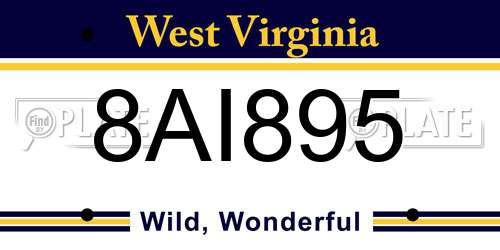 8AI895 West Virginia License Plate