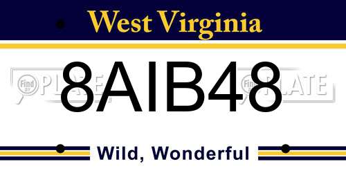 8AIB48 West Virginia License Plate