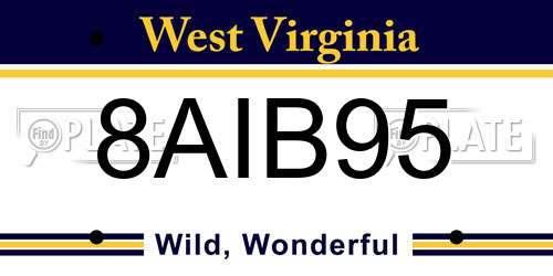 8AIB95 West Virginia License Plate