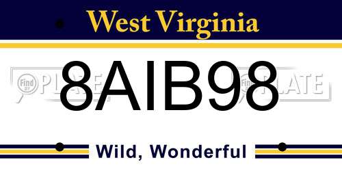 8AIB98 West Virginia License Plate
