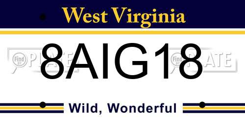 8AIG18 West Virginia License Plate