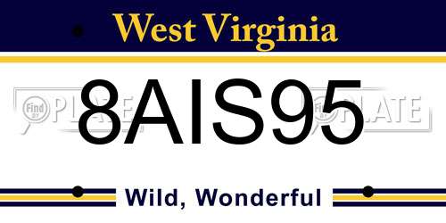 8AIS95 West Virginia License Plate