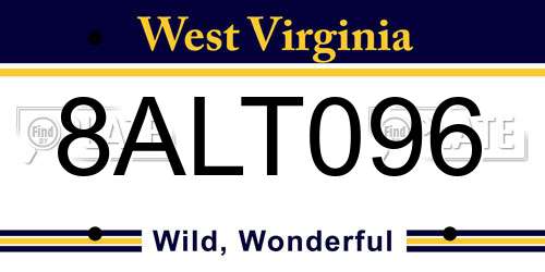 8ALT096 West Virginia License Plate