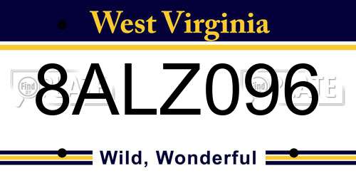 8ALZ096 West Virginia License Plate