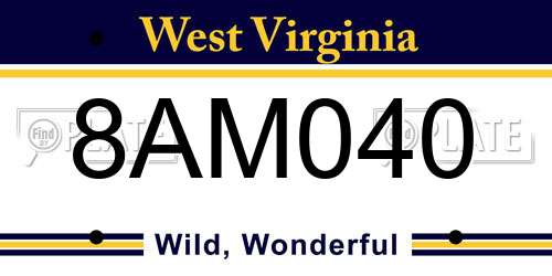 8AM040 West Virginia License Plate