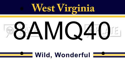 8AMQ40 West Virginia License Plate