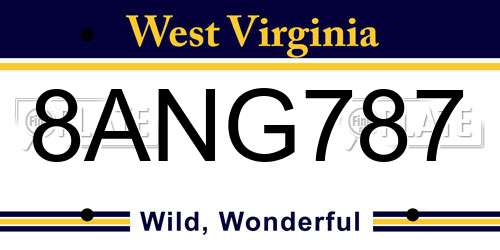 8ANG787 West Virginia License Plate