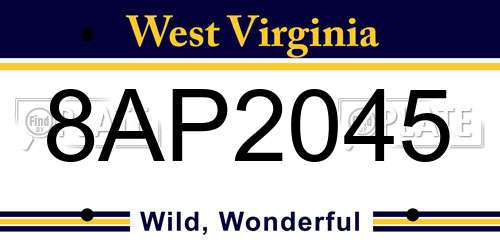 8AP2045 West Virginia License Plate