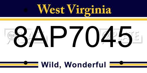 8AP7045 West Virginia License Plate