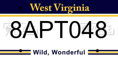 8APT048 West Virginia License Plate