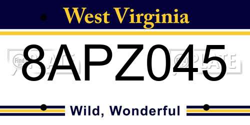 8APZ045 West Virginia License Plate