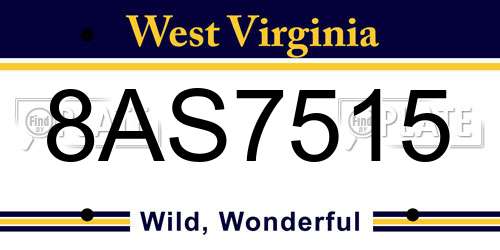 8AS7515 West Virginia License Plate