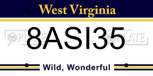 8ASI35 West Virginia License Plate