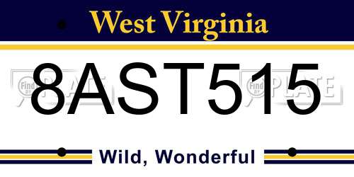 8AST515 West Virginia License Plate