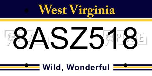 8ASZ518 West Virginia License Plate