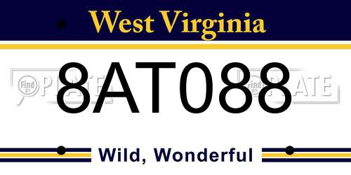 8AT088 West Virginia License Plate