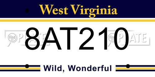 8AT210 West Virginia License Plate