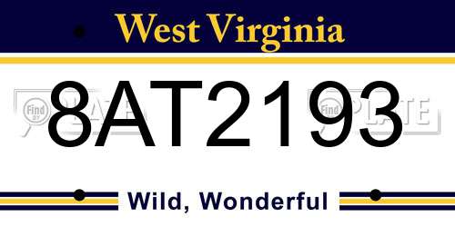 8AT2193 West Virginia License Plate