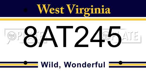 8AT245 West Virginia License Plate