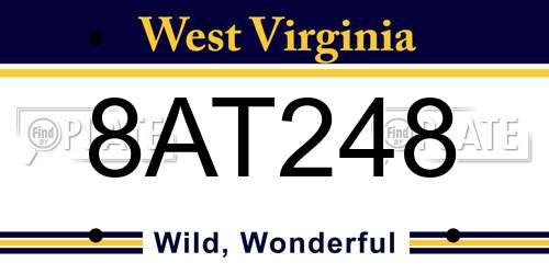 8AT248 West Virginia License Plate