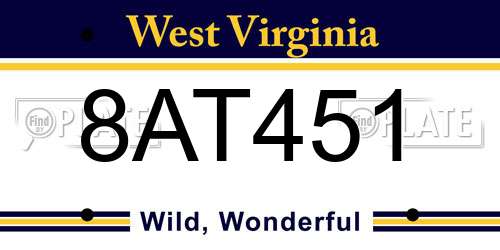8AT451 West Virginia License Plate