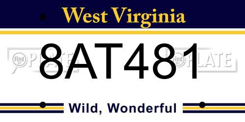 8AT481 West Virginia License Plate