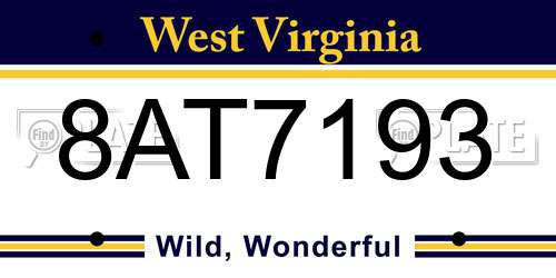 8AT7193 West Virginia License Plate