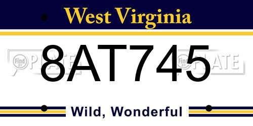 8AT745 West Virginia License Plate