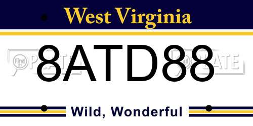 8ATD88 West Virginia License Plate