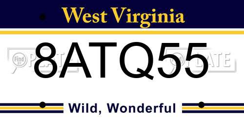 8ATQ55 West Virginia License Plate