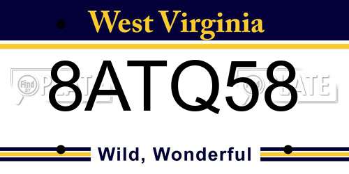 8ATQ58 West Virginia License Plate