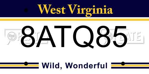 8ATQ85 West Virginia License Plate