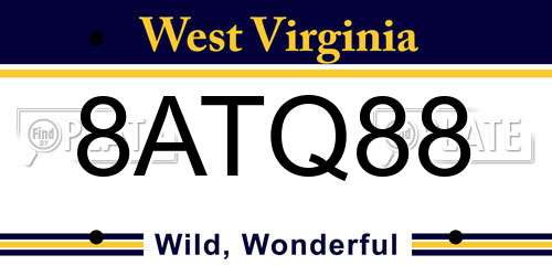 8ATQ88 West Virginia License Plate