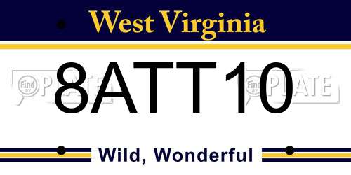 8ATT10 West Virginia License Plate