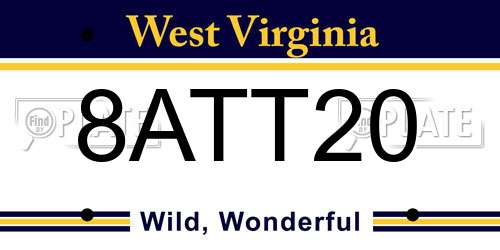 8ATT20 West Virginia License Plate