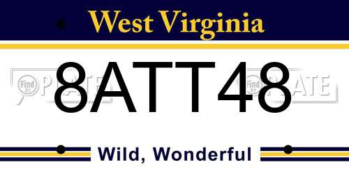 8ATT48 West Virginia License Plate