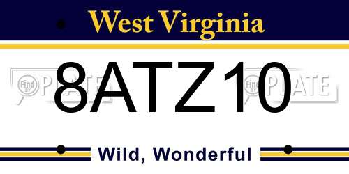 8ATZ10 West Virginia License Plate
