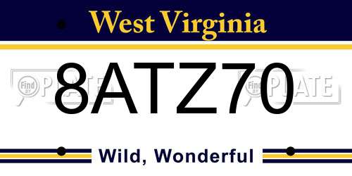 8ATZ70 West Virginia License Plate
