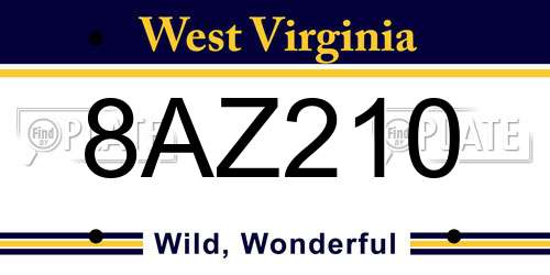 8AZ210 West Virginia License Plate