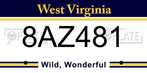 8AZ481 West Virginia License Plate