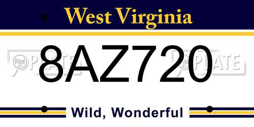 8AZ720 West Virginia License Plate