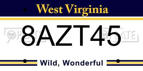 8AZT45 West Virginia License Plate