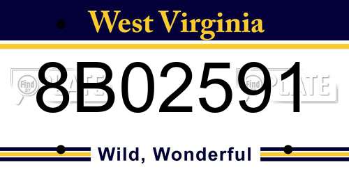 8B02591 West Virginia License Plate