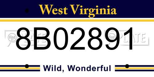 8B02891 West Virginia License Plate