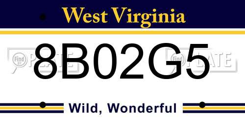 8B02G5 West Virginia License Plate