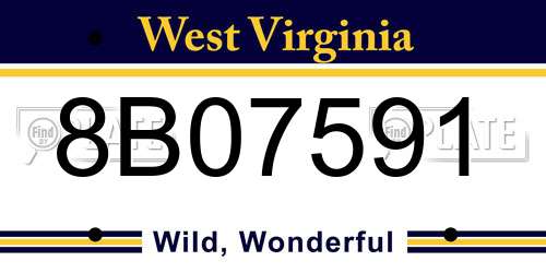8B07591 West Virginia License Plate