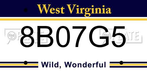 8B07G5 West Virginia License Plate