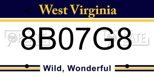 8B07G8 West Virginia License Plate
